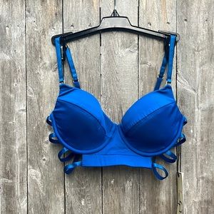 Aerin Rose Mediterranean Underwire Longljne Cage Bra Bikini Top,Size Medium,NWT